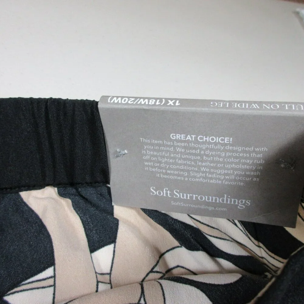 Soft Surroundings womens black beige Yara wide leg Hawaiian pants 1Xx30 NWT - Picture 6 of 11